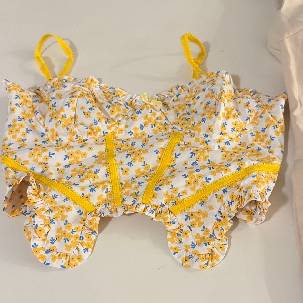 Floral Yellow Bustier Top
